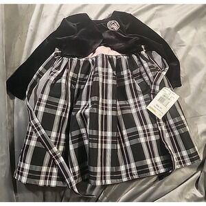 good lad 3t dress‎ black pink plaid new